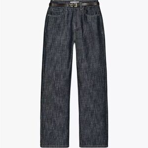 Zara Blue Straight Leg Jeans with Contrasting Stitching